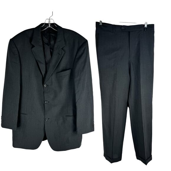Hugo Boss Einstein/Sigma Wool Charcoal Gray 2pc Suit Size 46R